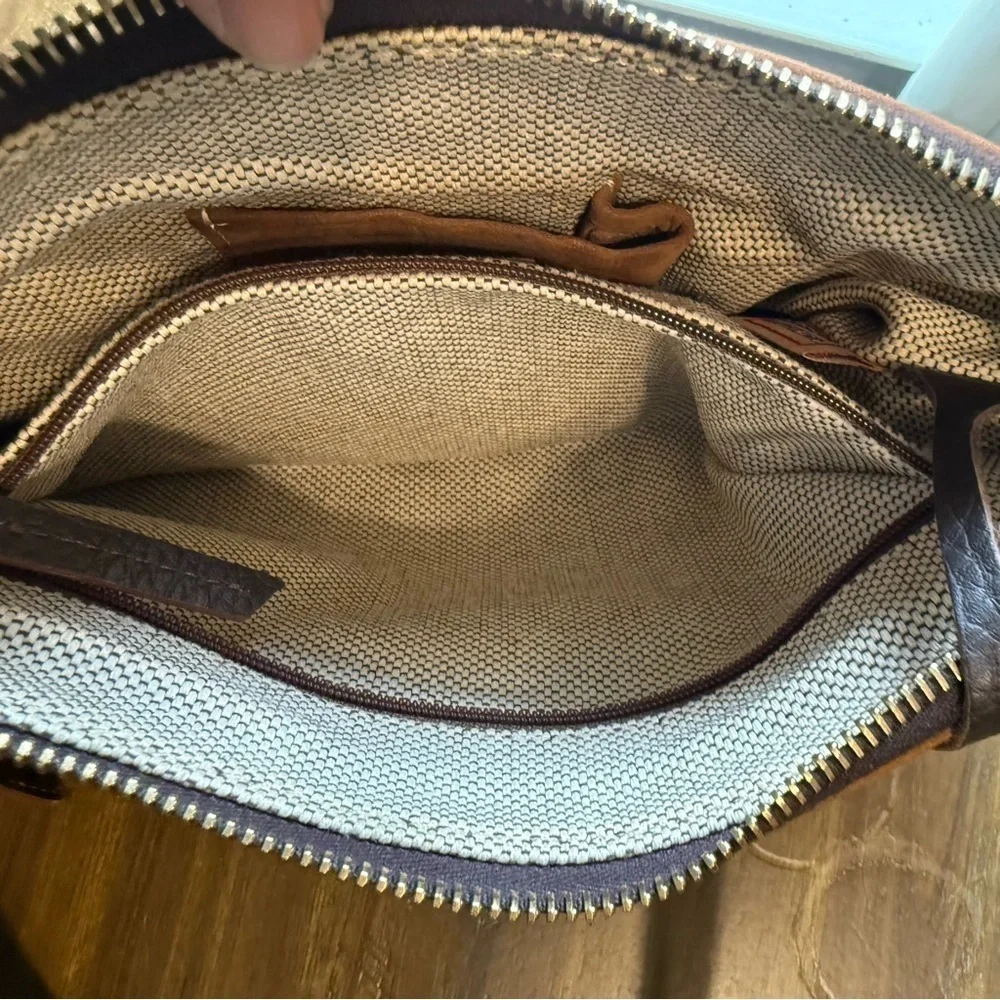 Vintage Dooney & Bourke Brown Suede Leather Shoulder Bag Satchel